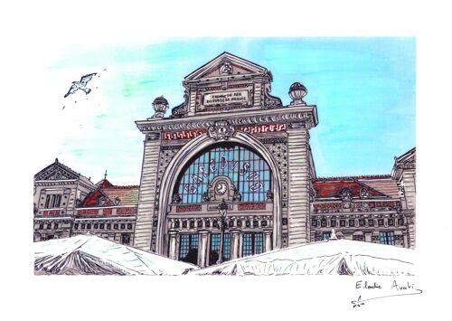 Carte Postale d'Art - Nice - Gare du Sud