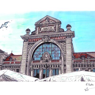 Art Postcard - Nice - Gare du Sud