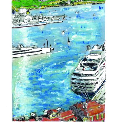 Kunstpostkarte - Nizza - Der Hafen