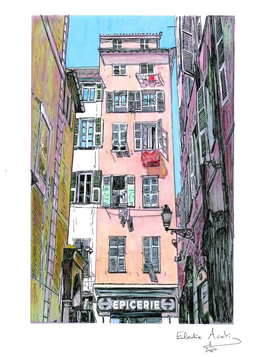 Carte Postale d'Art - Le Vieux-Nice (détail)