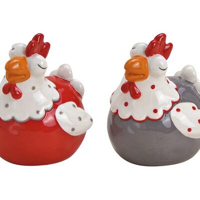 Huhn aus Keramik Rot, Beige 2-fach, (B/H/T) 7x8x6cm