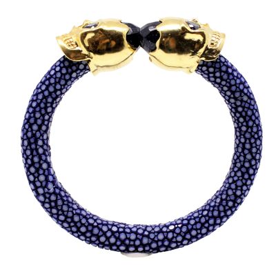 Bracciale teschio in Galuchat blu reale