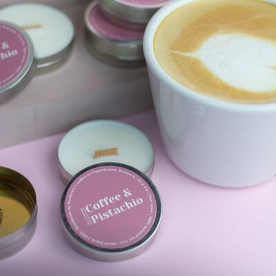 Mini bougies parfumées au soja, Café Pistache (Vanille latte)