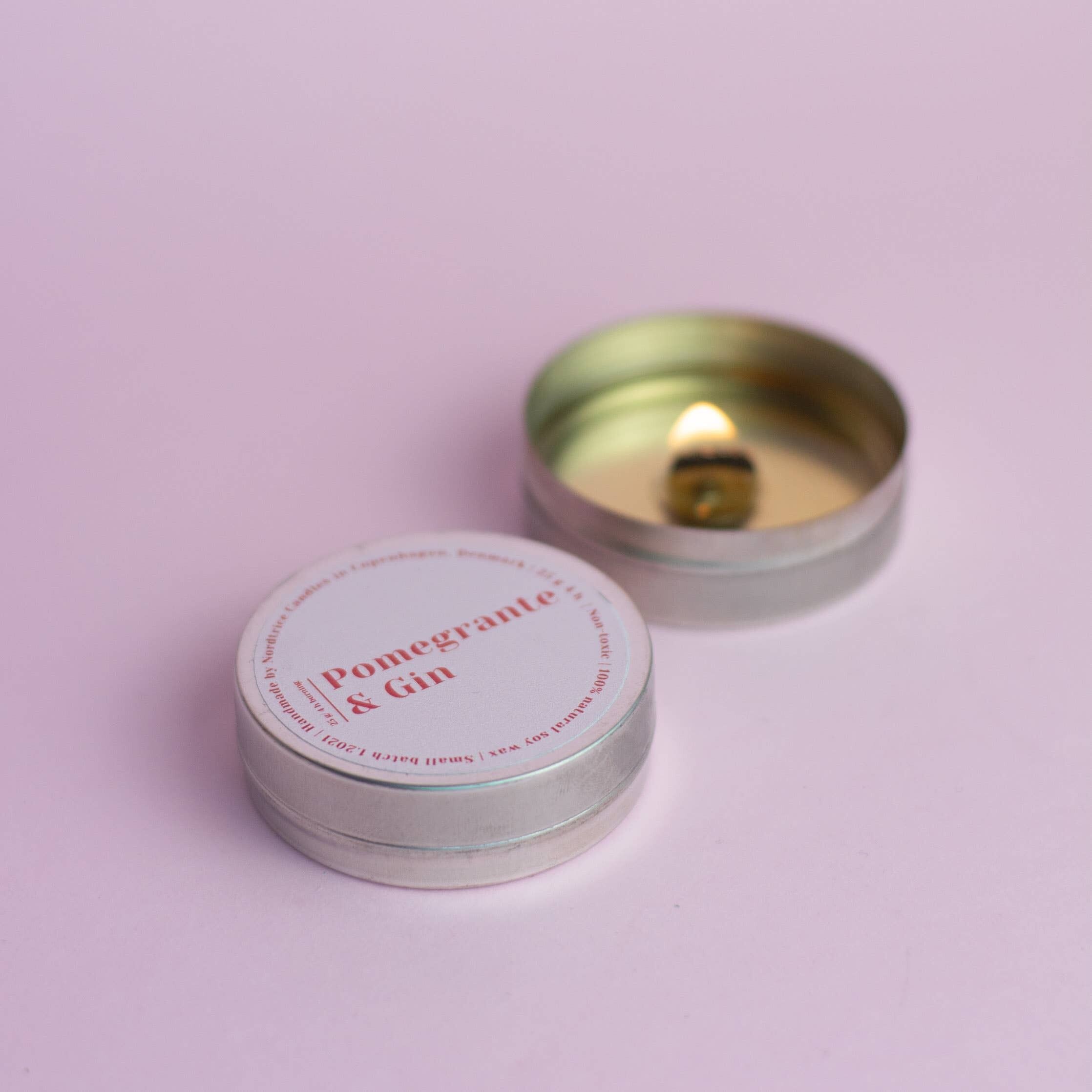 Mini candele profumate di soia, Melograno e Gin
