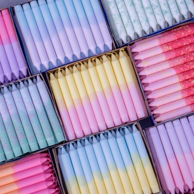 Taper candles - two/coloured pastel