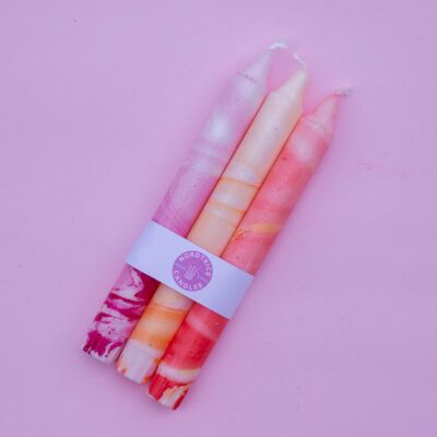 Taper candles - 3 pack/ Marble Sunset Mix
