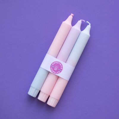 Bougies coniques - Paquet de 3/ Pastel Mix