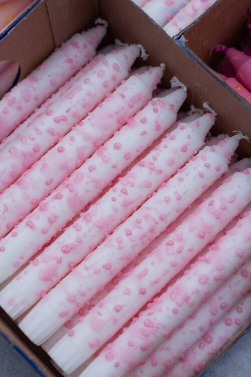 Taper candles - pink confetti drops