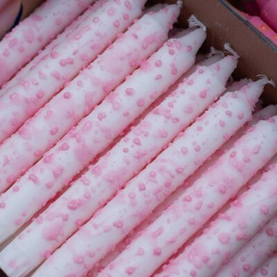 Bougies coniques - gouttes de confettis roses