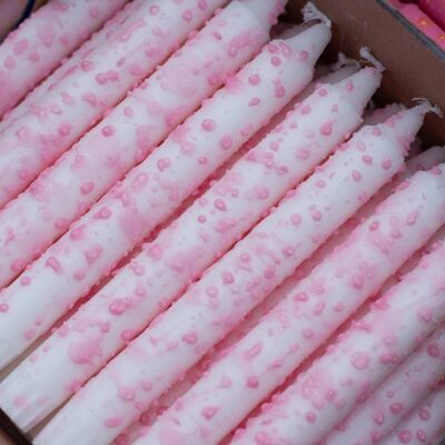Candele coniche - gocce di coriandoli rosa