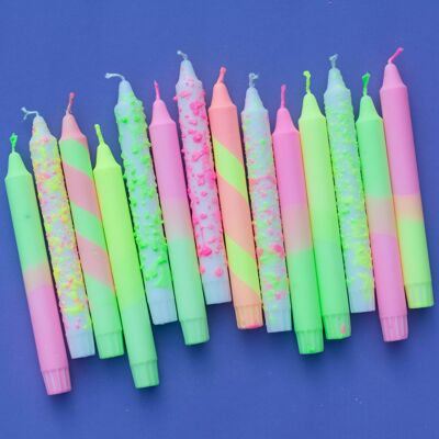 Taper candles - neon colours mix