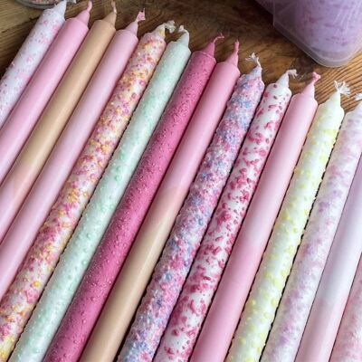 Taper candles (Long) - pastel colours and decorations