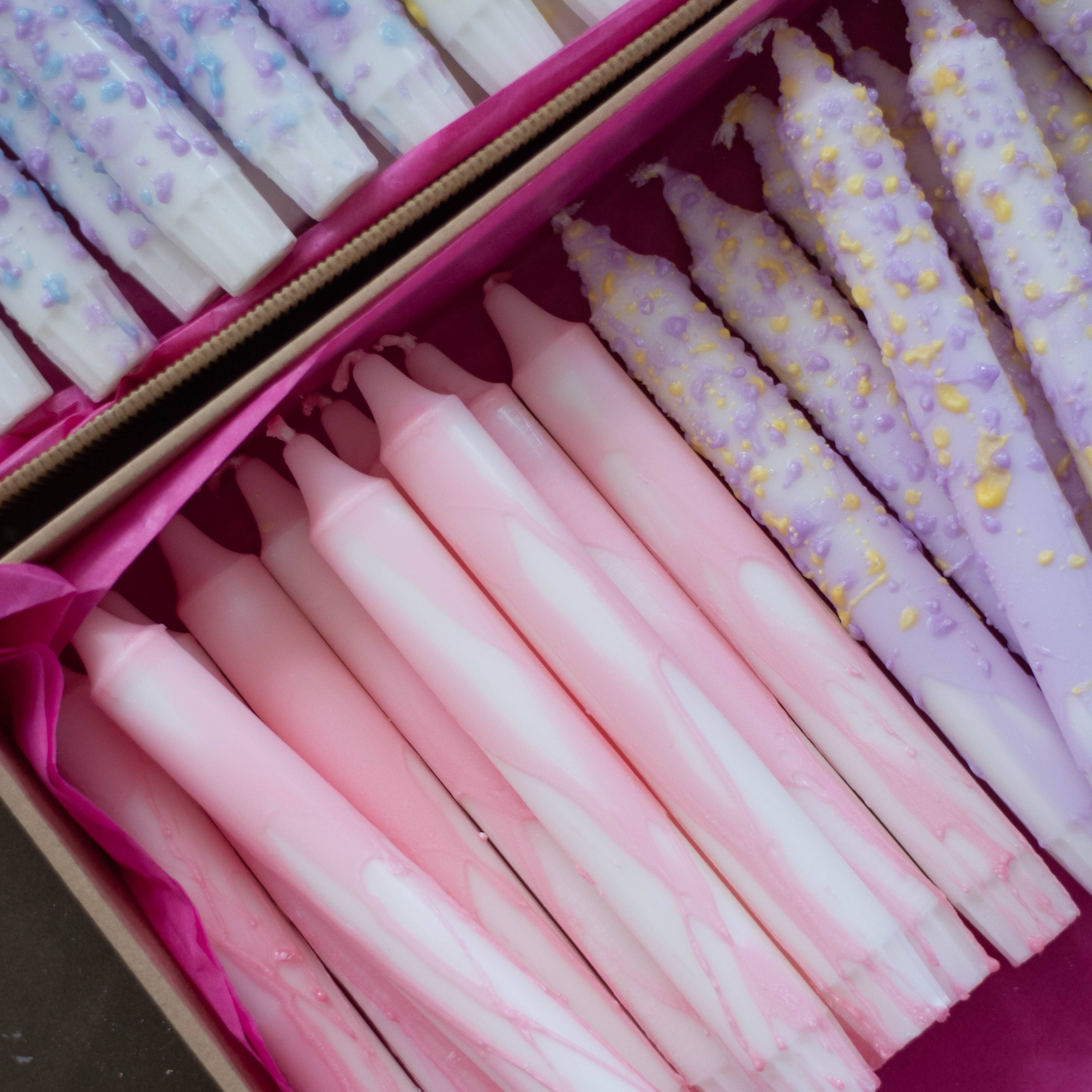 Spitzkerzen - Rosa Welle