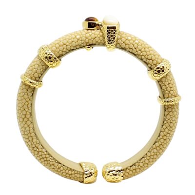 Bracciale stretto in pelle Galuchat beige