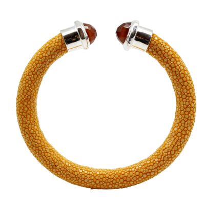 Bracelet Stones en Galuchat orange avec cornaline