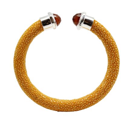Bracelet Stones en Galuchat orange avec cornaline