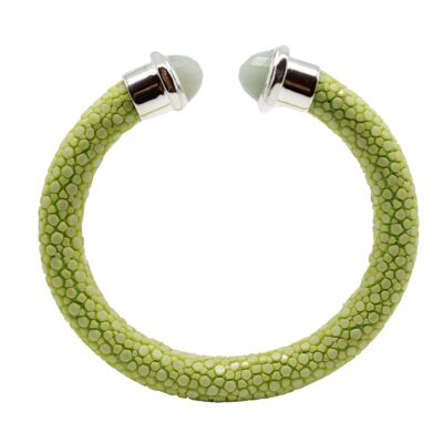 Bracelet Stones en Galuchat vert pomme avec chrysoprase