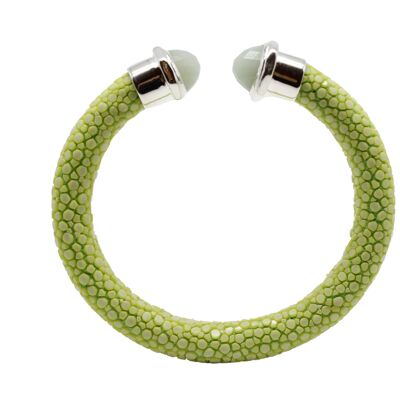 Stones bracelet in apple green Galuchat with chrysoprase