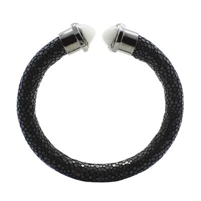 Bracciale Pietre in Galuchat nero con Pietra di Luna