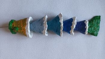 SUSPENSION POISSON BLEU, en papier mâché, fait main, décoration ou cadeau unique, 32 cm de long 3