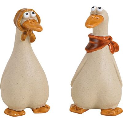 Ente aus Keramik Beige 2-fach, (B/H/T) 7x13x6cm