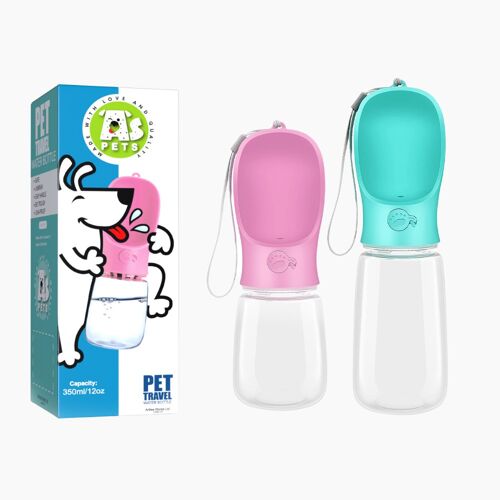 Portable Pet Water Bottle Pink 550ml