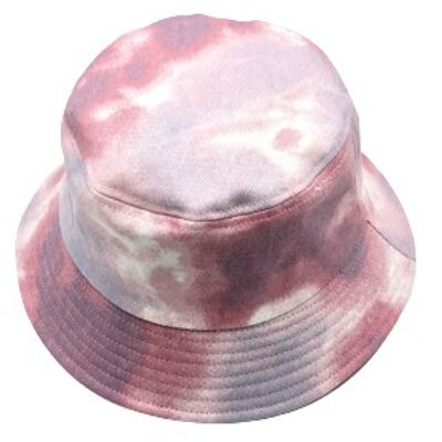 Sombrero de pescador rosa con efecto tie-dye