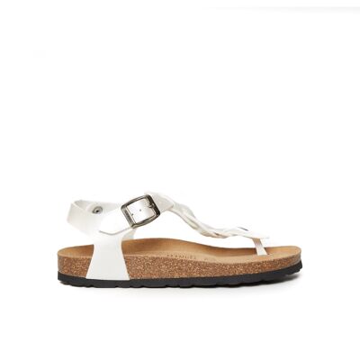 AIDA Flip-Flop-Sandale aus weißem Öko-Leder für Damen. Lieferantencode MD5116