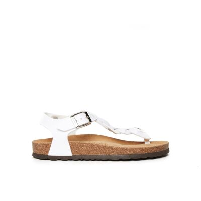 Sandale tong AIDA en éco-cuir blanc pour femme. Code fournisseur MD5115