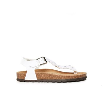 Sandale tong AIDA en éco-cuir blanc pour femme. Code fournisseur MD5115 1