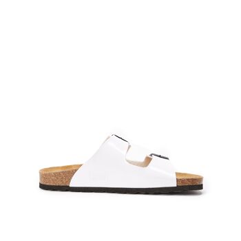 Babouche ALBERTO à deux bandes en éco-cuir blanc pour femme. Code fournisseur MD6051 4