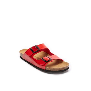 Babouche ALBERTO à deux bandes en éco-cuir rouge pour femme. Code fournisseur MD6052 2