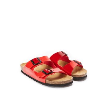 Babouche ALBERTO à deux bandes en éco-cuir rouge pour femme. Code fournisseur MD6052 3