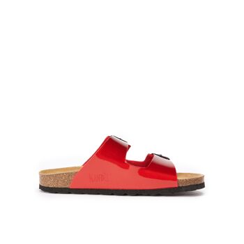 Babouche ALBERTO à deux bandes en éco-cuir rouge pour femme. Code fournisseur MD6052 4