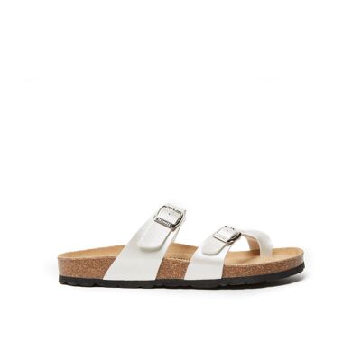 DARIA thong sandal in white eco-leather for women. Supplier code MD4033