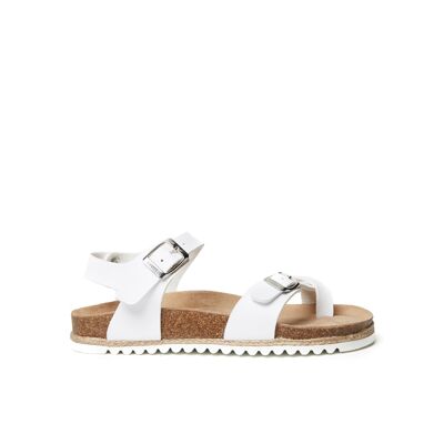 ELISA flip-flop sandal in white eco-leather for women. Supplier code MD4109