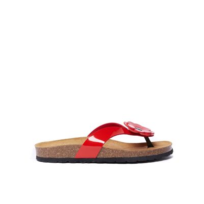 LENE Flip-Flop-Sandale aus rotem Öko-Leder für Damen. Lieferantencode MD3103