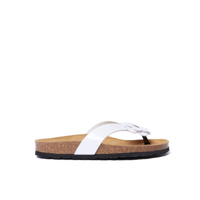 LENE Flip-Flop-Sandale aus weißem Öko-Leder für Damen. Lieferantencode MD3101