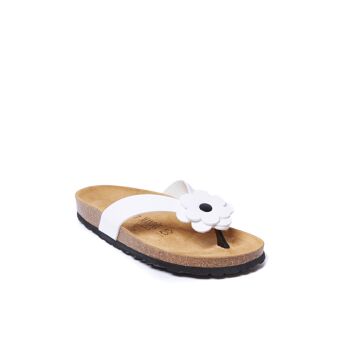 Sandale tongs LENE en éco-cuir blanc pour femme. Code fournisseur MD3101 2