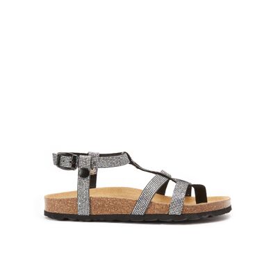 NINA thong sandal in silver eco-leather for women. Supplier code MD4211