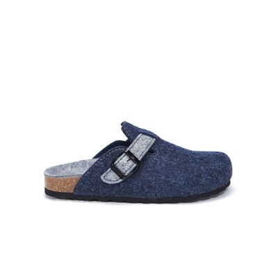 UNISEX blue felt NOE slipper. Supplier code MI1182