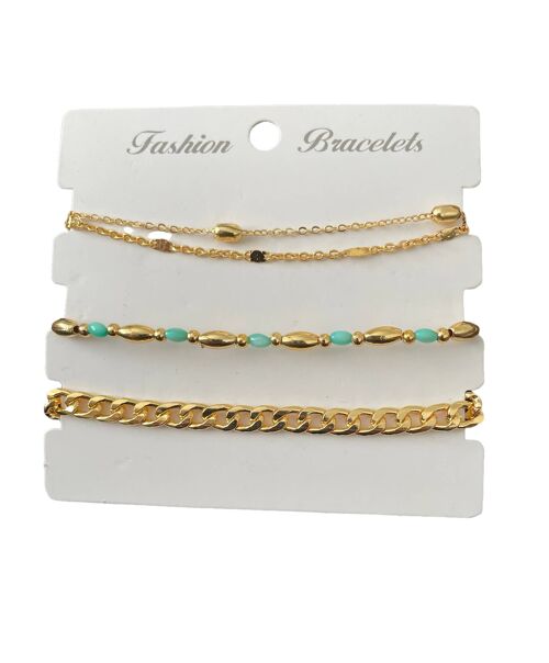 18 CT GOLD PLATED TRIPLE BRACELET FOR WHOLESALE