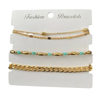18 CT GOLD PLATED TRIPLE BRACELET FOR WHOLESALE