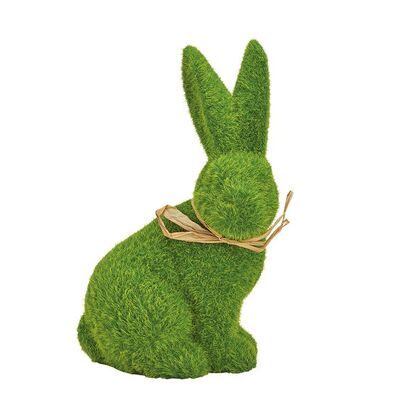 Hase beflockt aus Ton Grün (B/H/T) 13x21x9cm