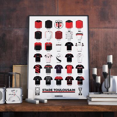 RUGBY | Camisetas históricas Stade Toulousain - 30 x 40 cm