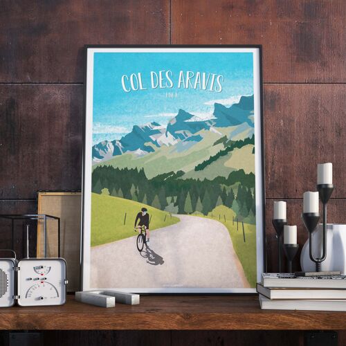 CYCLISME l Affiche Col des Aravis Vélo - 30 x 40 cm