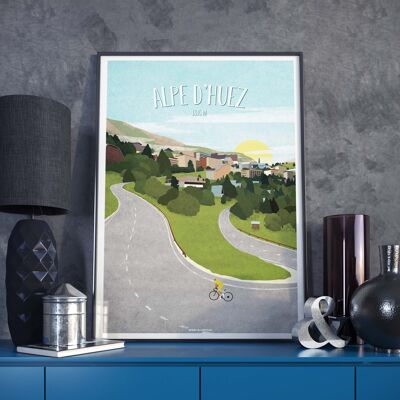 CYCLISME l Affiche Alpe d'Huez Vélo - 30 x 40 cm