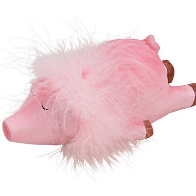 Schwein liegend aus Ton Pink/Rosa (B/H/T) 8x6x16cm