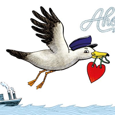 Postcard north with seagull and ahoy