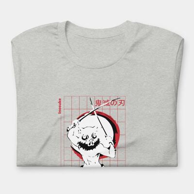 Inosuke Grid T-shirt unisexe_Gris